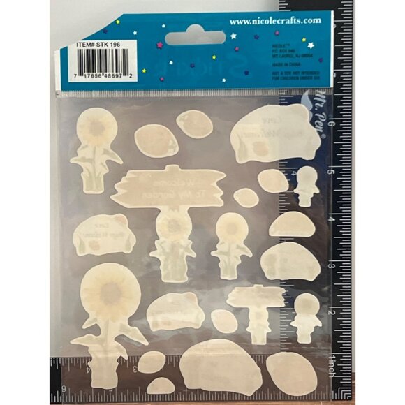 NICOLE STK196 WELCOME TO MY GARDEN SET OF STICKERS SUNFLOWER LADYBUG - Picture 3 of 3